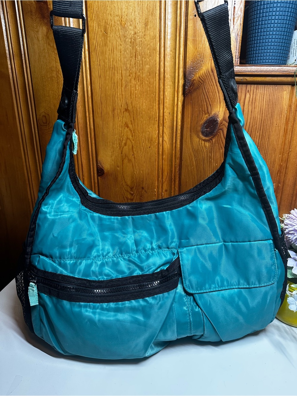 thirty-one Teal Crossbody Shoulder Bag with Black Trim